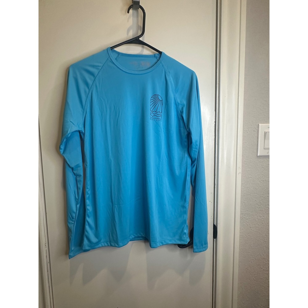 Reel Life Womens Turquoise Performance Sun Shirt Long Sleeve Thumbholes Size M